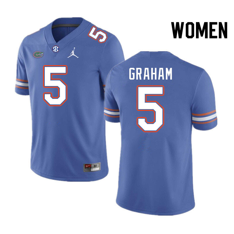 Women #5 Myles Graham Florida Gators College Football Jerseys Stitched-Royal